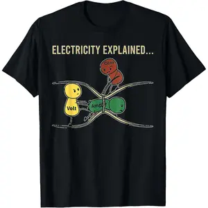 Funny Electricity Explained Retro Meme T-Shirt Casual Streetwear