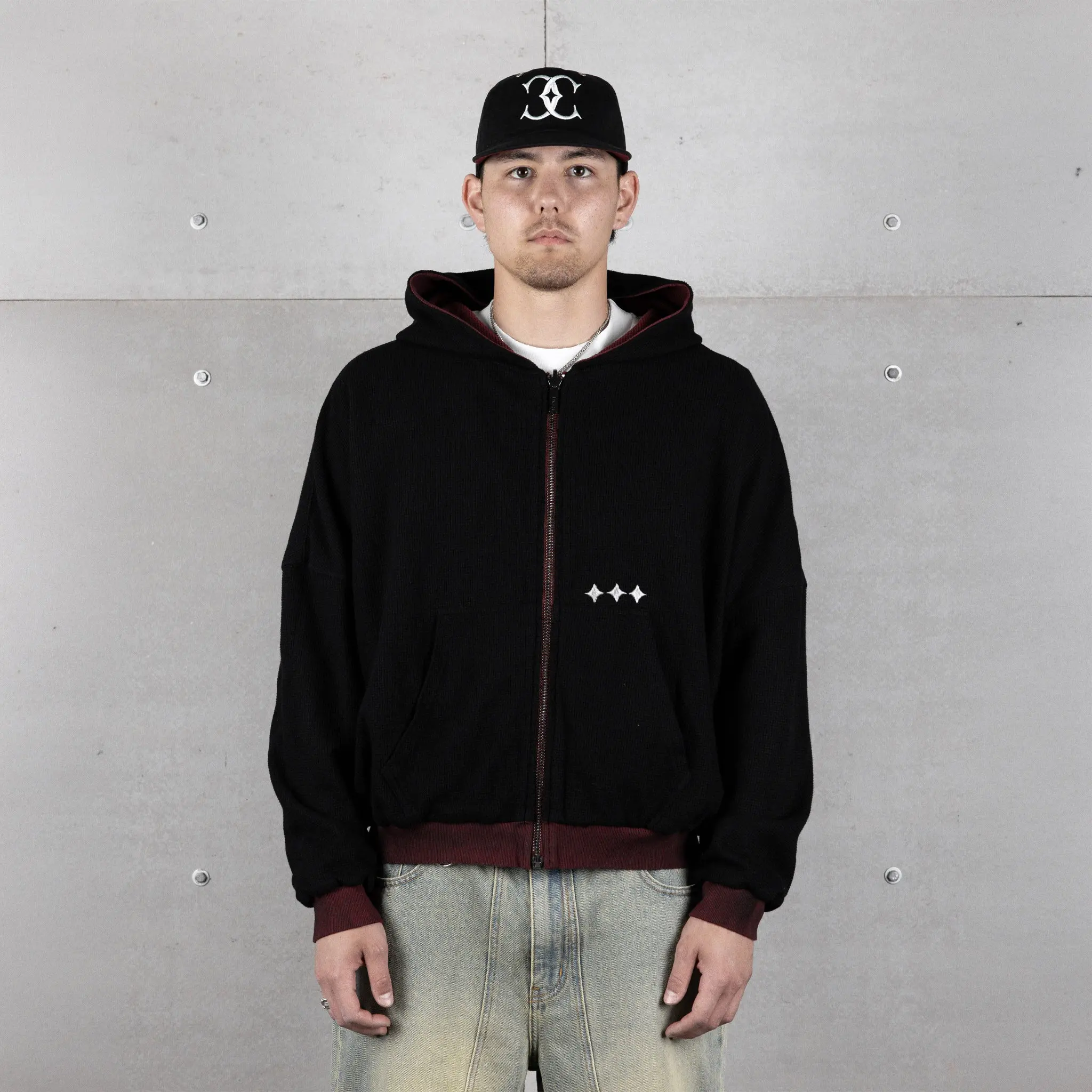 Commons Reversible Thermal Zip Up Hoodie Faded Plum/Black