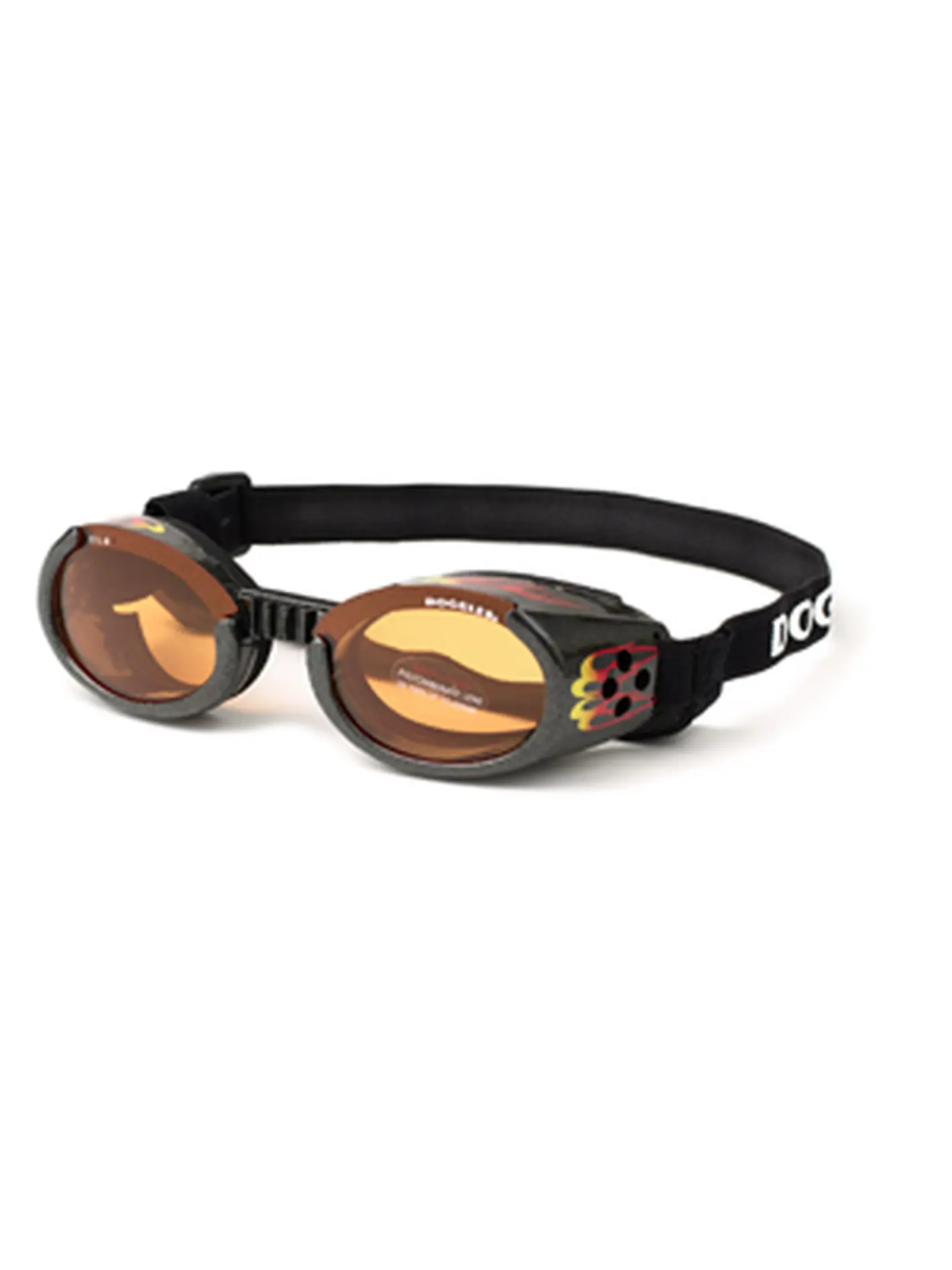 Doggles Pet Dog Eyewear - DODGILLG-12 ILS Large Racing Flames Frame, Orange Lens, True Eye Protection