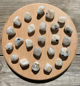 Rainbow Moonstone Crystal Rune Set