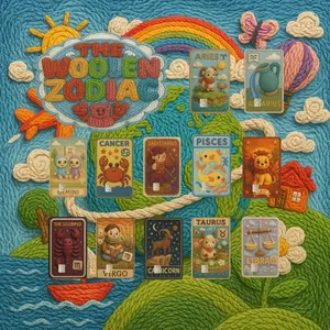 The Woolen Zodiacs Yarn Style Vinyl Card Cover - Fuzzy Zodiac Credit Debit Card Sticker All 12 Signs Retro Design for Astrology Enthusiasts