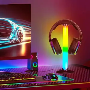 USB Powered RGBIC Desktop Gaming Light Strip, LED Gaming Headset Stand, Tabletop Headphone Holder, Gaming Accessories, Gaming Setup Accessories, Gaming Peripherals, Ideal Gift for Gamers