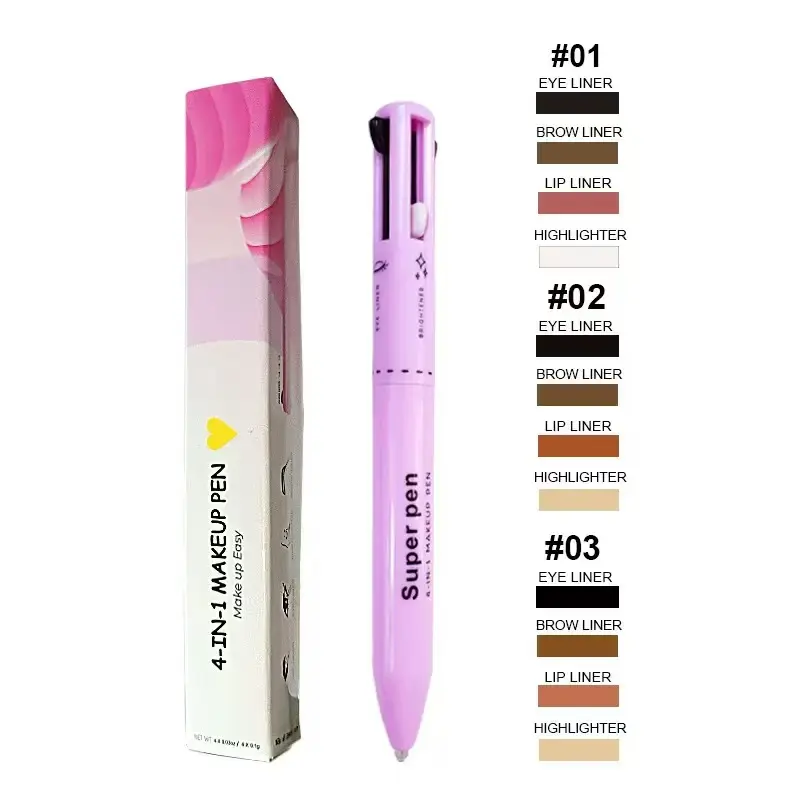4 in 1 Multi-function Makeup Pen, Travel Eyeliner, Lip Liner, Eyebrow Pencil, Eyebrow Makeup Products, Highlighter Eyeshadow Pen, Portable Multi-function Makeup Pen, Cosmetic Makeup Tools, Eyebrow Shape