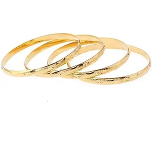 12-Piece 6mm 18 Karat Layered Gold-Filled Benoa Bangles, Stackable Bracelet, Fashion Costume Jewelry Gold Bracelets