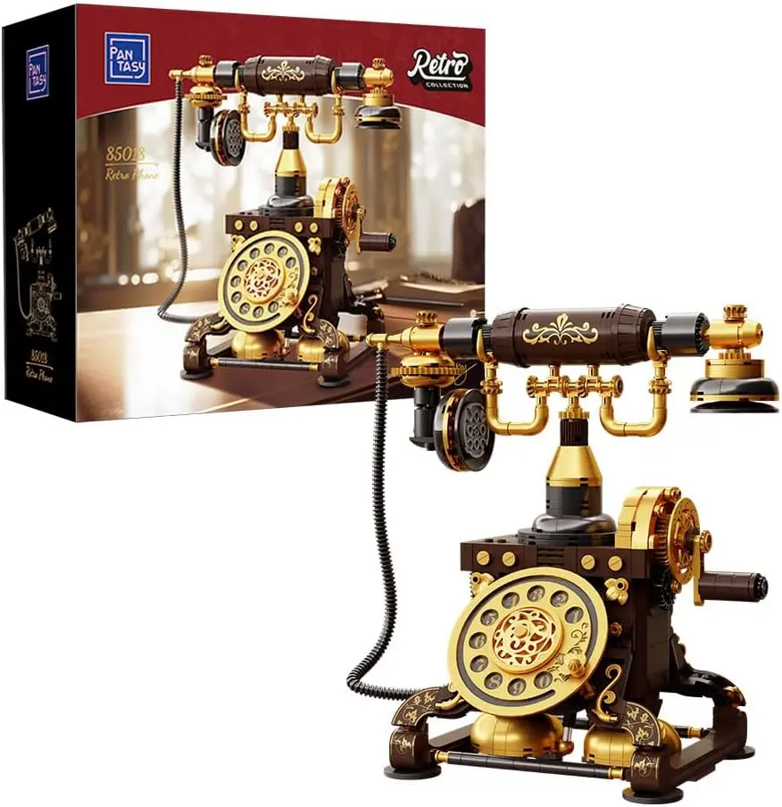 PANTASY Retro Phone Building Blocks Set for Adults, Vintage DIY Telephone Model Kit with Realistic Design, Creative Home Decor Gift, Ideal Gifts for Collectors & Hobbyists (85018) (680 pieces)