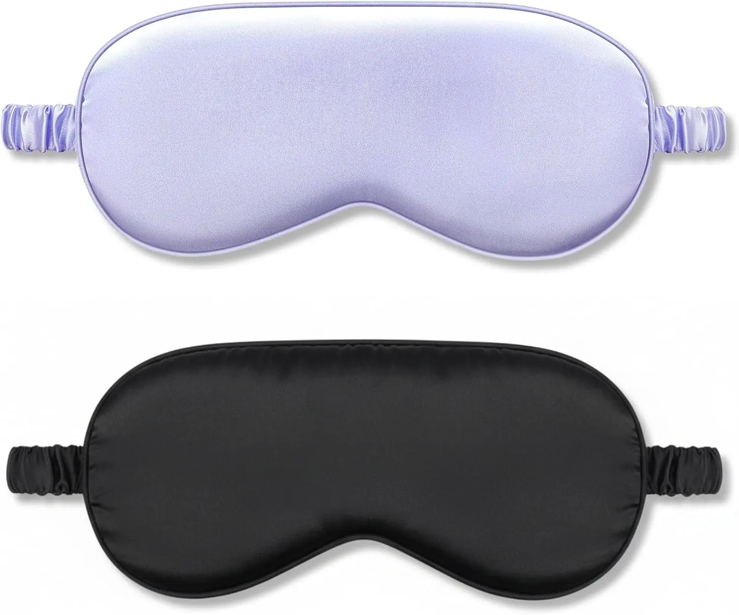2Pack Silk Sleep Mask,Eye Mask for Sleeping，Elastic Blackout Eye Mask & Blindfold for Full Night's Sleep,Travel and Nap(Black+Purple)