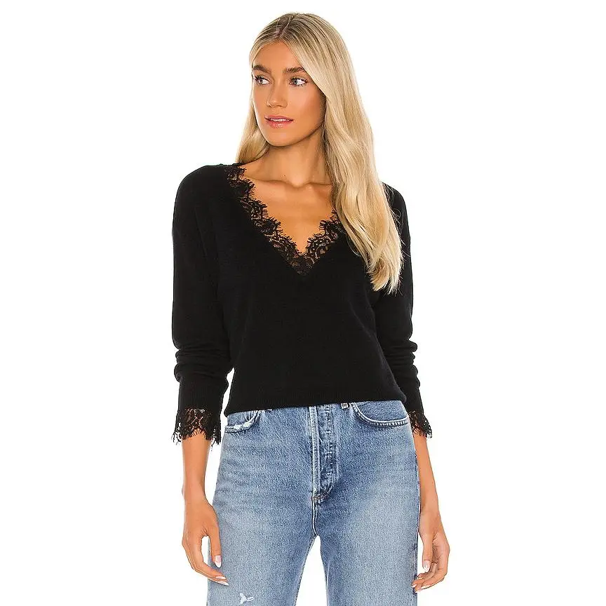 Generation Love Aleyna Lace Sweater in Black