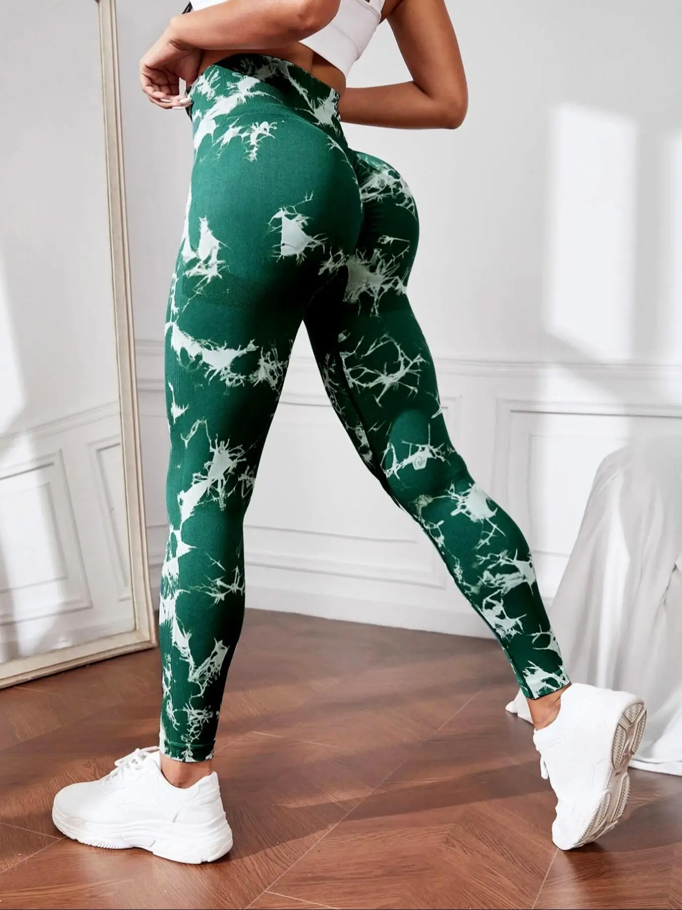 Tie Dye High Waist Tummy Control Butt Lifting Sports Leggings, Gym Clothing, Sporty Comfy Breathable Skinny Pants, Women Sport & Outdoor Clothing for