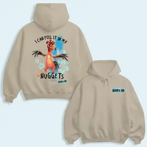 Surf’s Up Chicken Joe Hoodie, I Can Feel It In My Nuggets Funny Meme Pullover, Retro Surf Movie Graphic Cozy Unisex Streetwear