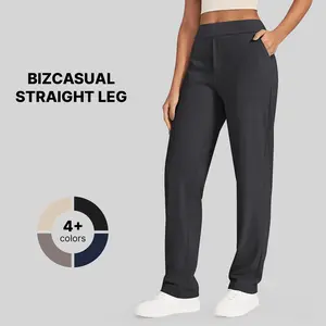 G4Free Yoga Pants Women High Waist Dress Work Pants with Pockets Straight Wide Leg Business Casual Trousers 28" Womenswear Minimalist Bottom Comfort