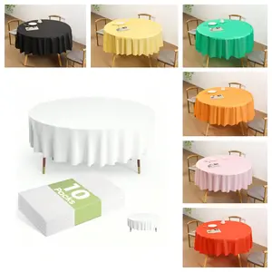 10pcs 84 Inch Round Tablecloth, Waterproof Reusable Plastic Table Cover, Spill Proof Washable Table Cloth for Dinner Party Camping Buffet Home Decor