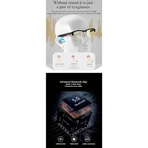 Bluetooth Glasses,New Wireless Bluetooth Glasses,Smart Audio Glasses,Men's/Women's Indoor and Outdoor Entertainment Smart Glasses,Including 2 Magnetic Charging Wires(Silver,Clear)