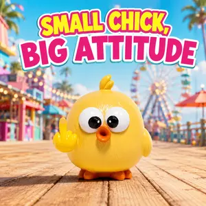 2026 HODAO Resin Middle Finger Yellow Chick Statue, Cute Rude Little Chicken Figurine, Desktop Prank Decor, Novelty Gag Gift for Home Use