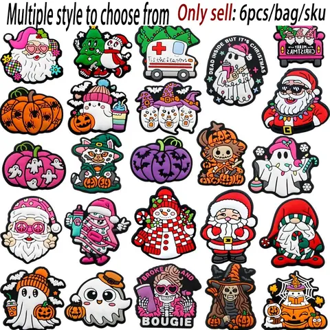 6pcs Silicone Bead Set Halloween Christmas, DIY Jewelry Making Supplies Keychains Bracelets, Beads for bracelets, Party Decorations, DIY Beading Accessories, Beads Charms Accessories, DIY Craft Embellishments, Charm Accessory