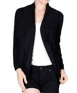 Chic Women's Cotton Knit Pocket Cocoon Open Cardigan - Fabric fall sweater