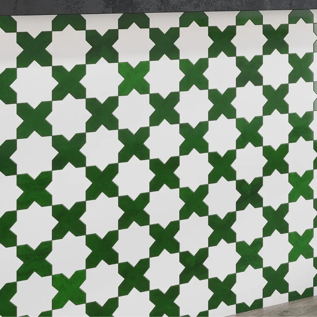 Dark Green 5x5 Glossy Cross Ceramic Tile (27 pack, 5.37 sq ft/case)