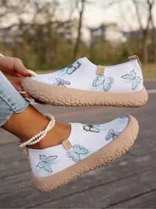 Women's Butterfly Print Slip-On Shoes | Breathable Mesh Casual Shoes | Lightweight Non-Slip Walking Shoes | Slip On Style