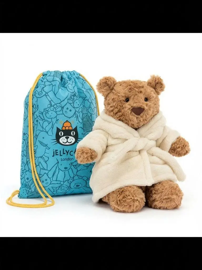 Jellycat Bartholomew Bear Bathrobe Outfit – Adorable Plush Teddy Bear in Cozy Bunny Hooded Robe Perfect Gift for Kids, Babies & Plush Lovers Ideal Holiday Cuddle, Room Decor, Collectible