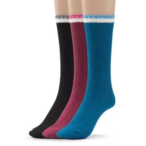 Silky Toes Women's Vintage Thick Warm Winter Casual Boot Socks (Navy, Wine, Black)