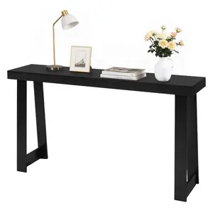 summervibes 56-in Wooden Console Table, Modern Narrow Long Rectangle Desk, Sofa Back Accent Stand, Easy Assembly Black Desk for Living Room, Hallway