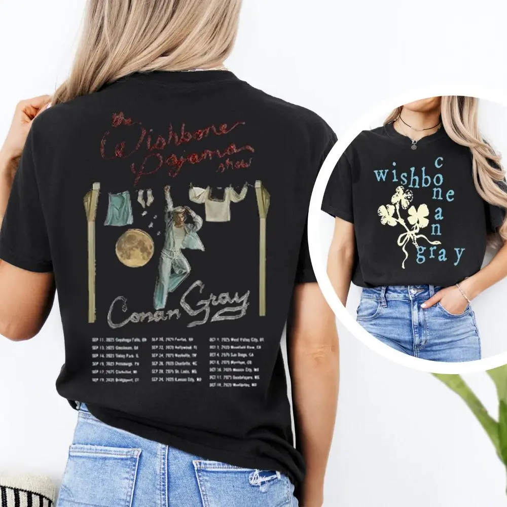 Wishbone Conan Gray Show 2025 Tour T-Shirt Double Sided Music Graphic Tee HGF25701