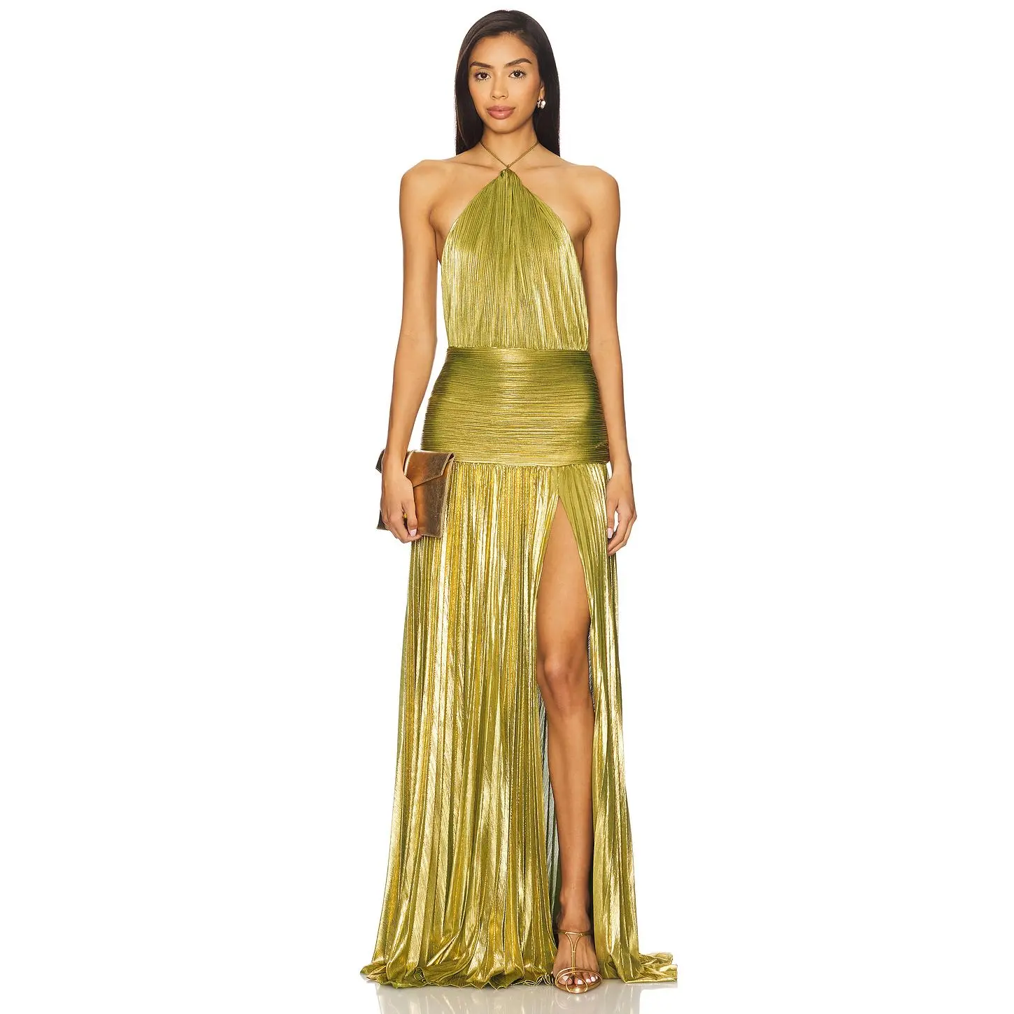 retrofete Thalia Dress in Metallic Peridot