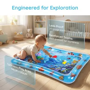 Baby Water Play Mat - Inflatable Sensory Tummy Time Mat for Summer & Indoor Outdoor Play