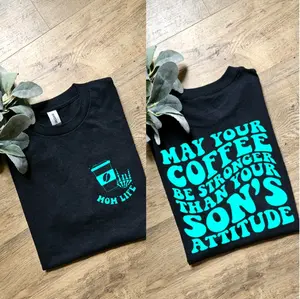 cute may your coffee be stronger than your sons attitude popular momlife motherhood retro wavy font scarcastic tee