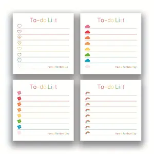 Cute Rainbow Heart 1PC/4pcs 3x3 inch Sticky Notes set, Adorable Cartoon Memo Pads with High-Adhesive, Post Reusable Tearable it Notes for Journal Planners Office School Home, Bulk Cute Stationery Gift, Self Adhesive Stickers, Floral Pattern Sticker