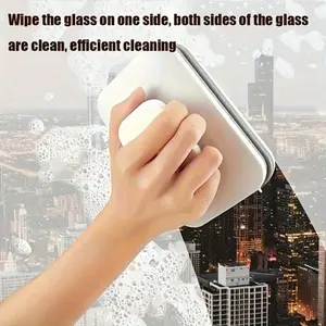 1 Pc Suitable For 3-10mm Single-Layer Glass Household Magnetic Window Cleaner, Double-Sided Magnetic Glass Wiper, High-Rise Window Cleaning Tool, Strong Magnetic Glass Cleaner,  And Practical, Cleaning Products, Household Small Tools