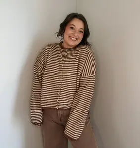 The Row Cardigan-Brown Stripe