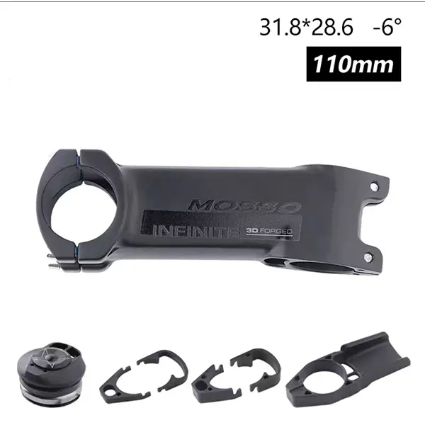 MOSSO ST-08 3D Forged Aluminum Alloy Bike Stem Kit - 1 Stem, 1 Headset, Spacers, 31.8*28.6mm, 90/100/110mm, -6° Rise, 150-180g, Hidden Routing, for MTB, Road Bike