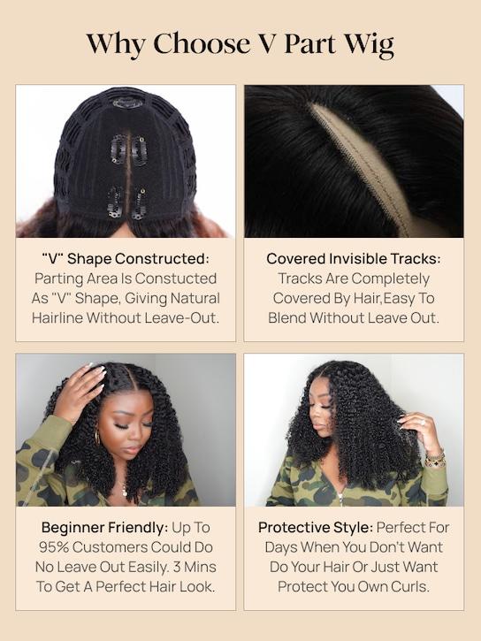 [Upgraded] EasiContour Lifesaver V Part Yaki Straight Chestnut Brown Ombre Color Lightweight Glueless Human Hair V Part Wig Human Hair TikTokShopSpringGlowUp Greenish