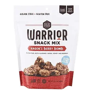 BeeFree Warrior Mix Gluten Free Granola - Soft Chunky Granola Bites | Paleo Granola, Low Carb, Grain Free, Preservative Free, Oat Free | Granola for Yogurt, Low Calorie Snacks | Hagen’s Berry Bomb, one 9 Ounce Bag