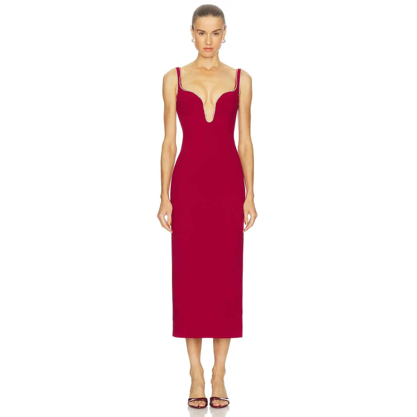 Bardot Brooklyn Diamonte Midi Dress in Burgundy Bardot Brooklyn Diamonte Midi Dress in Burgundy