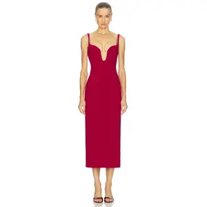 Bardot Brooklyn Diamonte Midi Dress in Burgundy