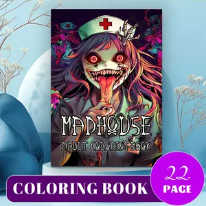 Madhouse Adult Coloring Book | 22 Pages 120g Thick No-Bleed Paper | Creepy Horror Nurse & Spooky Madhouse Scenes | Easy Coloring for Adults & Kids | Stress Relief Horror Hobby | Gel Pen Friendly | Glue Binding Process | TikTok Viral