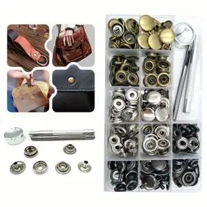 60 sets of 15mm hybrid heavy-duty button kit, equipped with button installation tools, leather crafts for sewing and repairing clothing buttons, suitable for various clothing and DIY projects