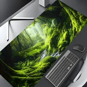 Gren Forest Large Gaming Mouse Pad,Aesthetic Desktop Drotection Pad,Washable Rubber Pad Non-Slip Lock Edge Multi-Size Mouse Pad Suitable For Home Office,Good Gift for Family and friends,Desktop Accessory, Desk Gadgets, Desk Accessories