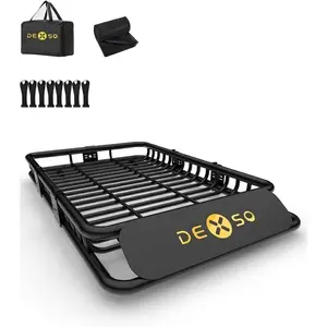 Garvee 64" x 39" Heavy Duty Roof Rack Cargo Basket with 200 Lbs Capacity and Extension Luggage Holder Rack for SUV, Truck, or RV Camping Storage and Rooftop Cargo Carrying