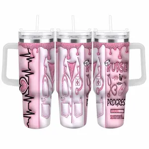 Nurse Stethoscope Heartbeat Pink Tumbler(40oz/30oz/20oz)  Nursing Uniform And Medical Gear Print  Vacuum Insulated Stainless Steel Leakproof Travel Mug  Perfect For Hospital Shifts  Graduation Gifts  Appreciation Week Celebration