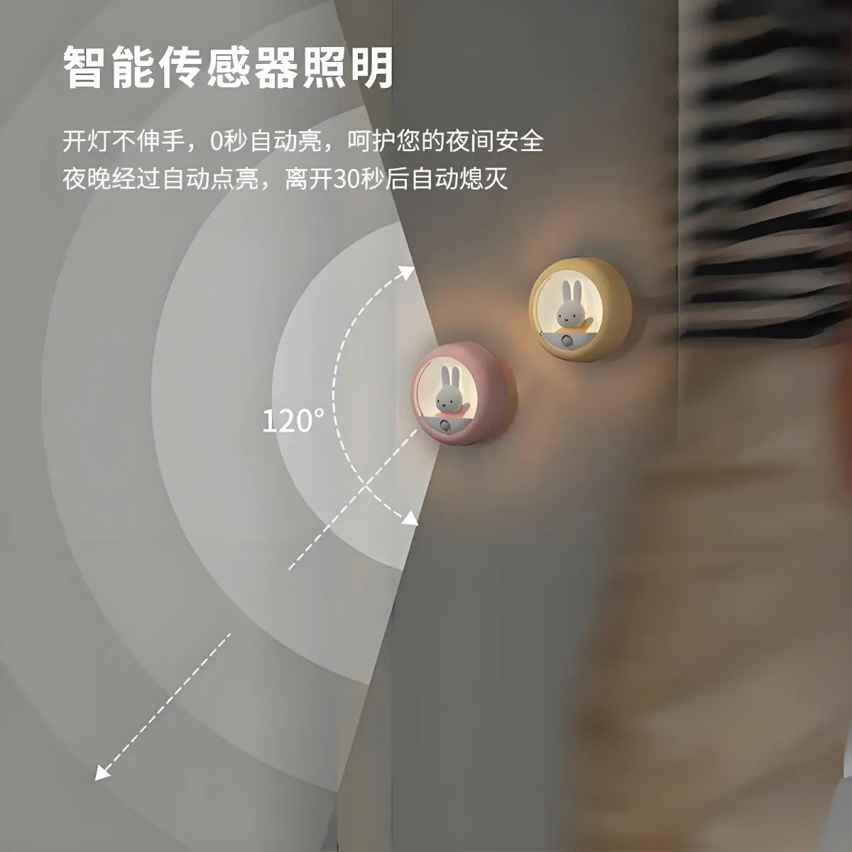 Miffy Rabbit Smart Light Sensor Light, LedNight Light Bedroom Sleep Light Corridor Dormitory Bedside Ambient