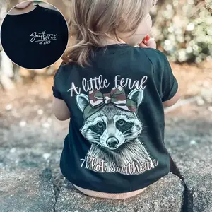 Girls a Little Feral Youth Shirt, Racoon Feral Shirt, Youth Clothing, #southernboy style, Gift for Daughter, Youth Girls Clothes, Family shirt, Perfect Gift for Christmas