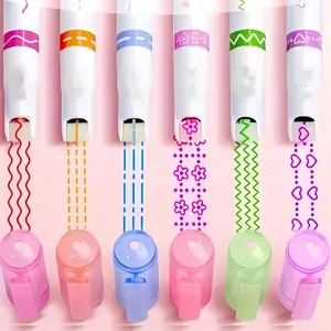 A Set of 6 Graphic Outline Pens, Featuring Various Fine Lines - Lightweight, with a Snap-On Cap, And a Round Barrel - Ideal for Notes And Marking.