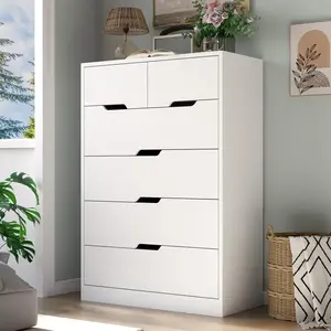 6 Drawer Dresser for Bedroom, White Dresser with Large Organizer, Modern Chest of Drawers, Wooden Dresser with Deep Storage Drawer, Closet Dresser with Concealed Handle living room drawer