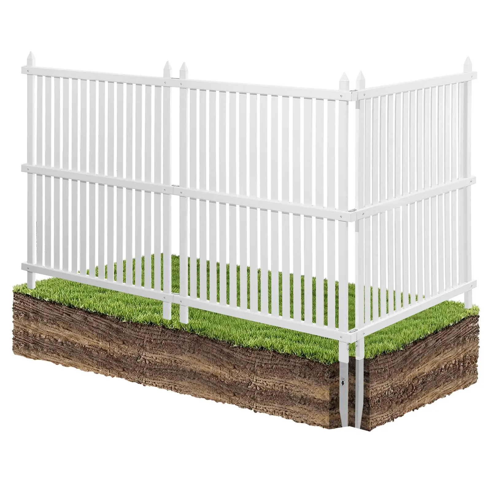 【SummerFinds】VEVOR 3 Panels Outdoor Privacy Screen, 36 x 45 in Air Conditioner Fence with 19.7 in Ground Stakes, Pool Equipment Enclosure, Strip Vinyl Privacy Fence, Ideal for Trash Can and A/C Units, White