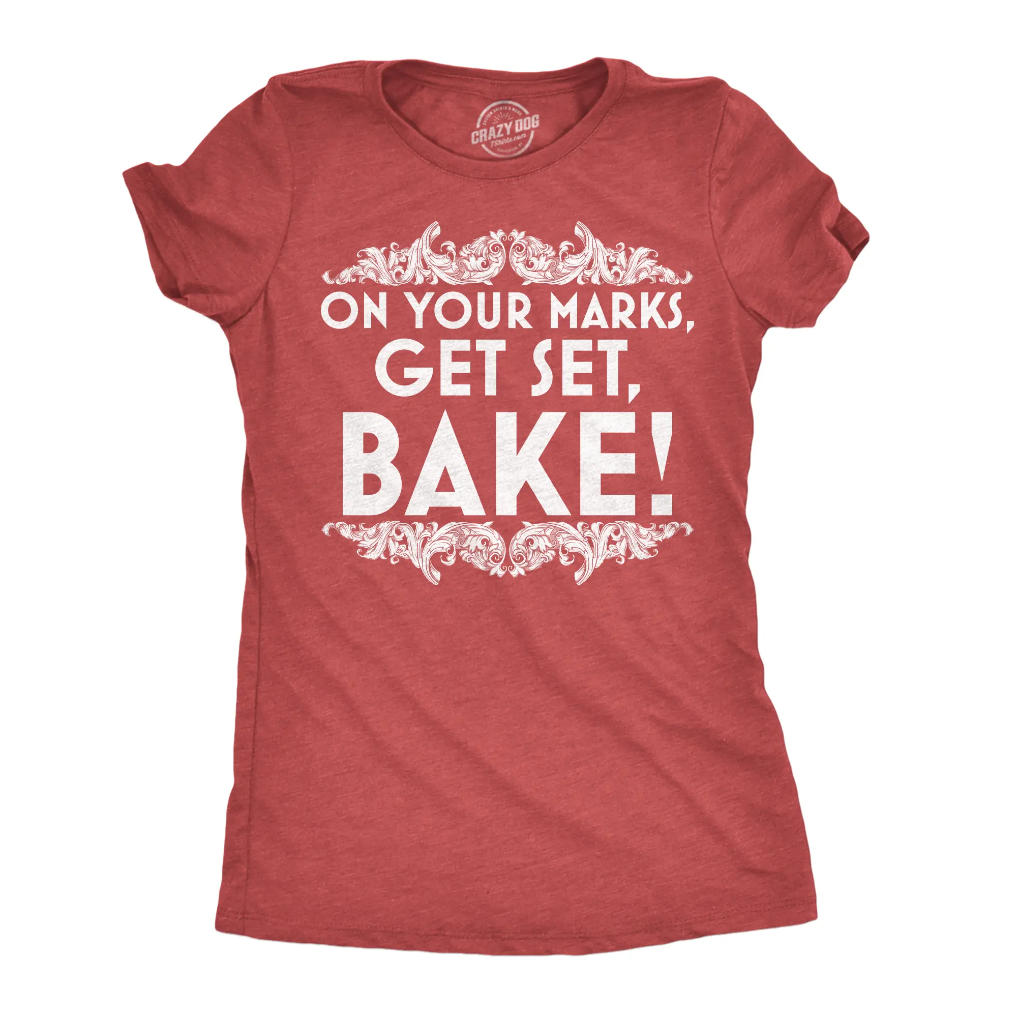 Womens Funny T Shirts On Your Marks Get Set Bake Sarcastic Cooking Graphic Novelty Tee For Ladies Funny Womens T Shirts Cute Vintage Fashion Casual Ladies T-Shirt Gift Funny Food Top Women's Novelty Tees Red - Get