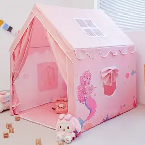 Girls' Reinforced Skeleton Tent, Princess Tent, Indoor Foldable Fairy Tale Mermaid Playhouse, Large House Toy, Birthday Gift