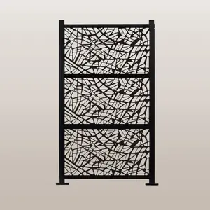Wideline 76" x 52'' 3pc Combo Laser Cut Metal Privacy Stand Partition Fence - Horizontal Stack