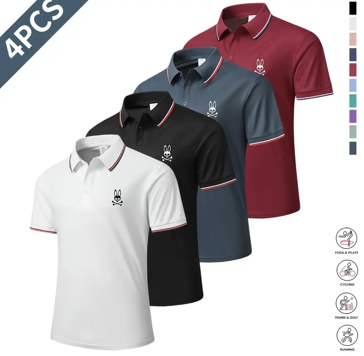 Men's Casual Short-Sleeve Polo Shirt Set - Mixed Colors, Breathable, Cool All-Day Wear, Menswear Plain Top, Ideal Gifts for Him, Suitable for Multiple Seasons, Shortsleeve, Stylish, Guys Gifts, Basic, M